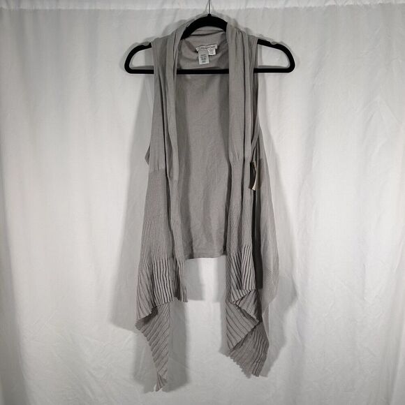 New Coldwater Creek Cardigan Womens Large Grey Sleeveless Open Front Lightweight - Picture 1 of 9